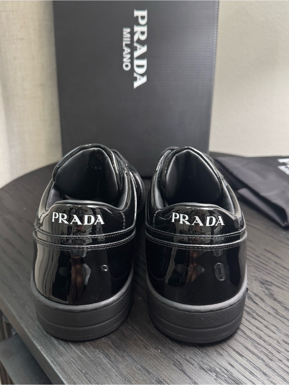 Prada Downtown Sneakers Low-Top Patent Black 11 - Picture 6 of 8
